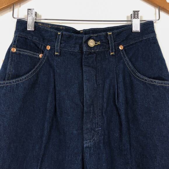 Lee VTG 80s Relaxed Tapered Ankle Pleated Jean Deadstock Size 10 Dark Blue - Picture 2 of 15